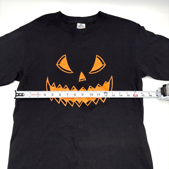 Vintage 90s Alstyle Apparel Black Cotton Jack O'lantern Halloween T-shirt Size S - Picture 5 of 9